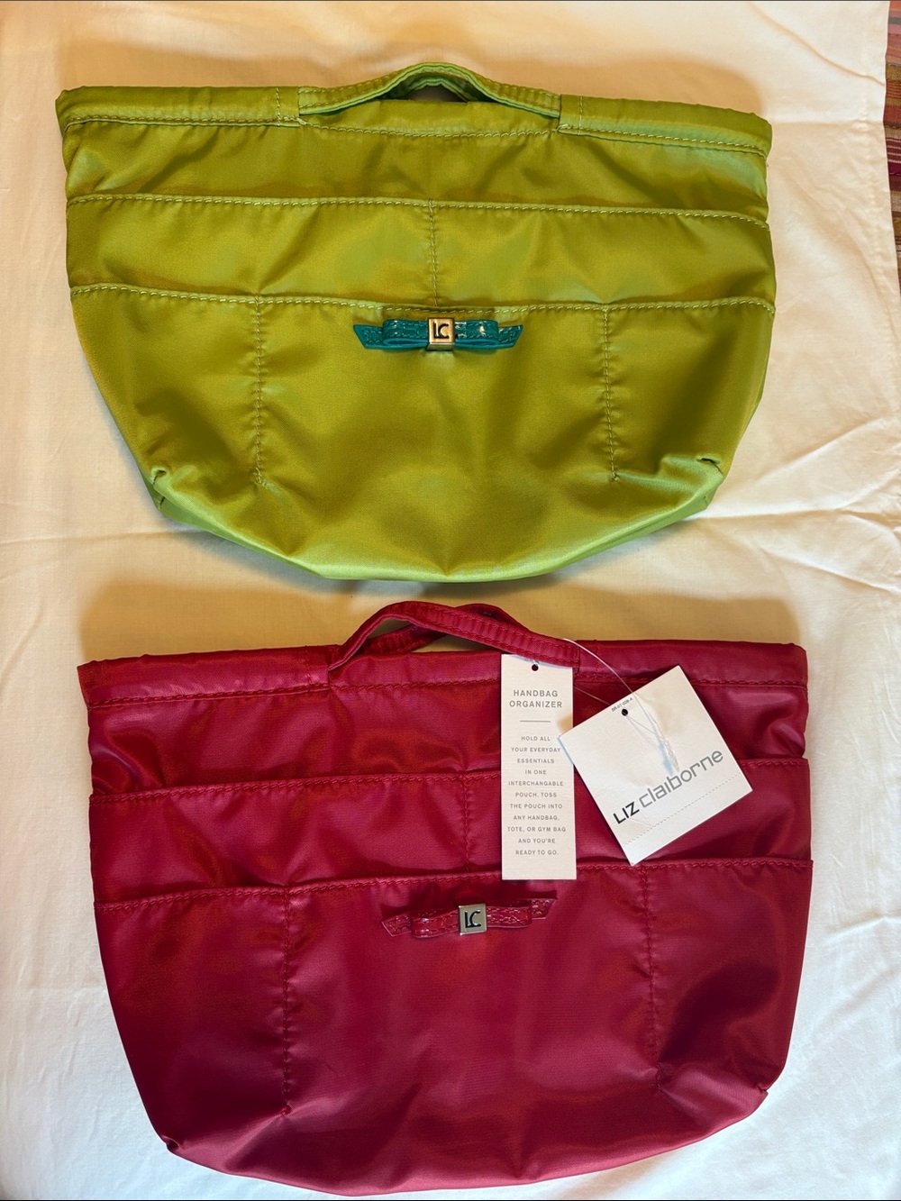 Liz Claiborne Handbag Organizers — Lime Green & Red NWT